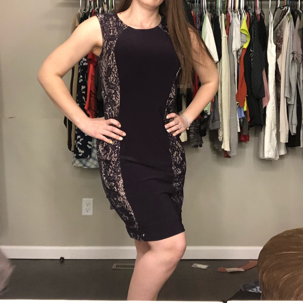 R&M Richards mid calf sleeveless dress.